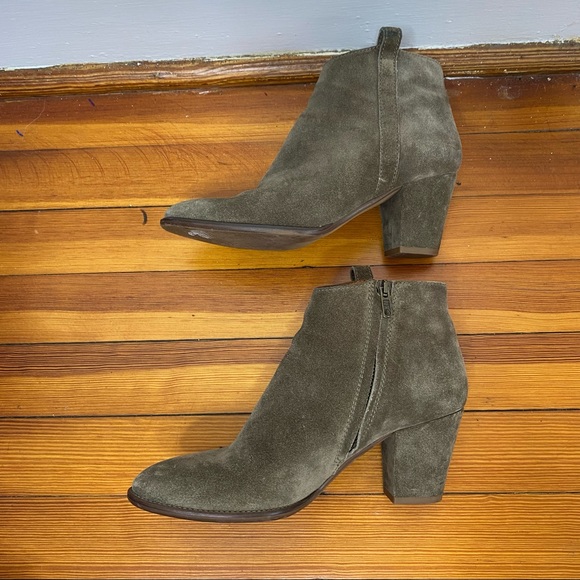 Madewell Billie Olive Suede Heeled Ankle Booties - Picture 6 of 10